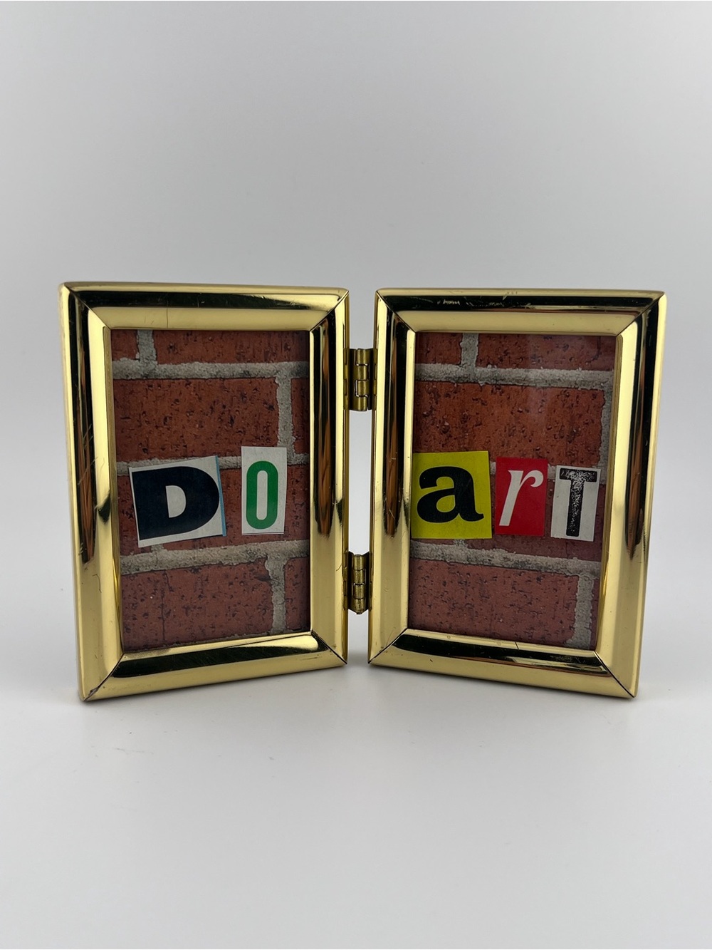 Gold Double Hinged Picture Frame - Two-Panel Display